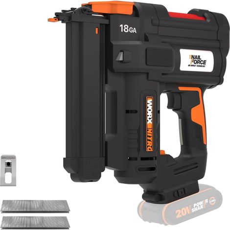 WORX NITRO - Agrafeuse Sans Fil 20V - 18Ga - 2 Modes de Tir - Déblocage Sans Outil - Réglage de la Profondeur d'Enfoncement - Avec 200 Agrafes - Livrée sans Batterie ni Chargeur - WX844.9 (1/3)