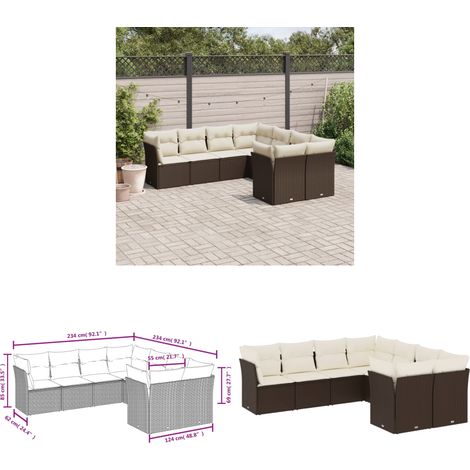 8-tlg. Garten-Sofagarnitur mit Kissen Braun Poly Rattan - Gartensortiment - Gartenmöbelset - PE-Rattan Möbel - Rattan Sofa - Gartenlounge - Home & Living (1/3)