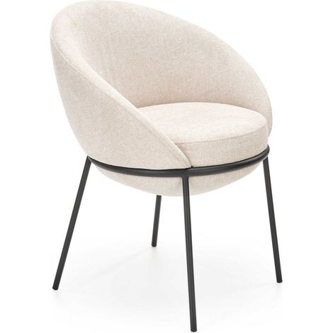 Chaise en tissu beige avec structure en métal GROIX (1/5)