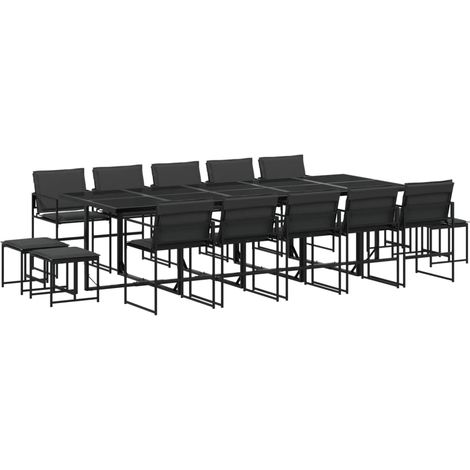 Maison Exclusive - 15-tlg. Garten-Essgruppe mit Kissen Schwarz Te