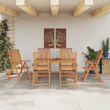 Garten Essgruppe 7 pcs Braun Massivholz Akazie