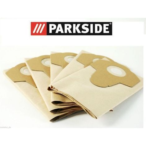 Parkside – Sac filtrant en papier 20 L – Lot de 5 sacs pour aspirateur à sec humide – Haute résistance à la déchirure – Compatible PNTS 1300 C3