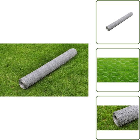 Cage pour poules - vidaXL Grillage pour volière Acier galvanisé 25 x 0,5 m Argenté - Clôture pour bétail (1/5)