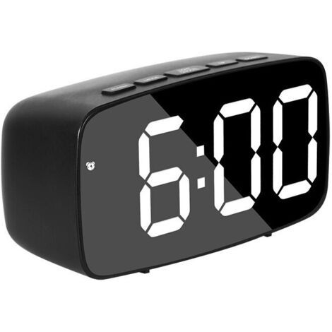 Noir RéVeil NuméRique Intelligent de Chevet, Horloge de Bureau USB de Voyage à LED Blanc avec RéPéTition de TempéRature de Date 12 / 24H pour Chambre à Coucher (1/5)