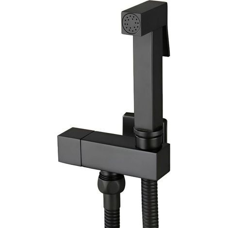 Pulvérisateur de bidet portatif noir mat, Kit Douchette WC en Laiton Noir - Pulvérisateur de Bidet à Main avec Support Mural - Hygiène Personnelle - Modèle G1/2. (1/4)