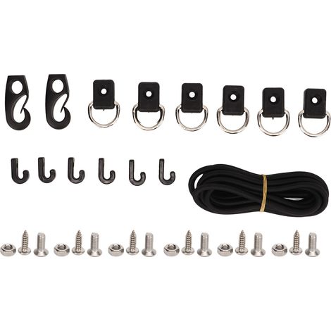 Corde élastique de pont de 5 mètres avec kit de fixation à anneau en D et crochet, idéale pour la pêche en kayak, canoë ou bateau. (1/5)