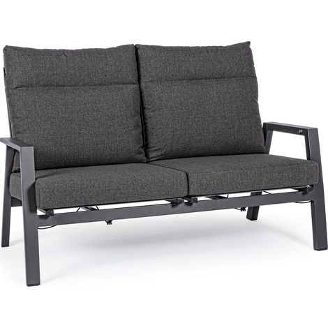 Lounge "Kledi" mit Kissen aus Aluminium und Texilene für Garten und Terrasse -Sofa / Anthrazit (1/5)