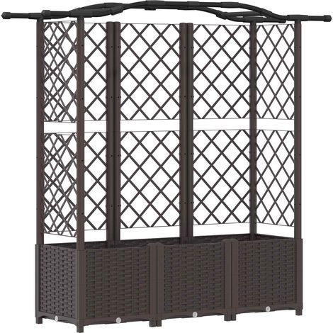 Fioriera da giardino Letto Rialzato con Griglia e Tetto Marrone 163 x 40 x 138 cm PP (1/5)