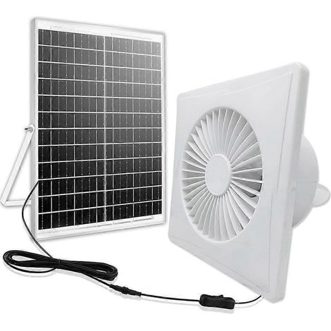 Ventilateur solaire silencieux haute vitesse de 10 cm (4 pouces) avec panneau de 8 W pour poulaillers, serres et abris de jardin. (1/5)