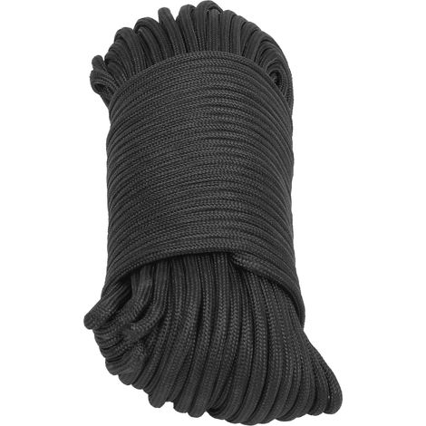 Corde d'escalade 10 brins, conforme aux spécifications militaires 650, avec fonction séchage en extérieur et corde de sauvetage, noire (1/5)