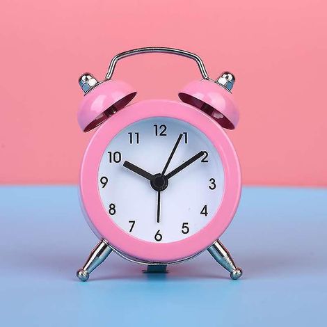 2 Pice Couleur Rose Rveil Double Cloche Rveil Rtro Chevet Silencieux Fonctionne Piles Rveil Analogique Avec Veilleuse Pour Chambre Coucher Voyage (1/5)