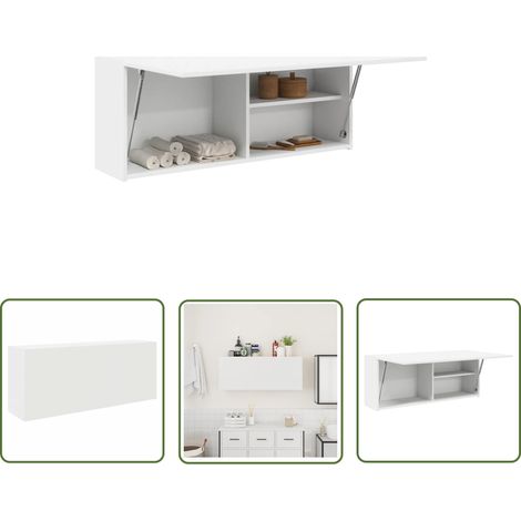 vidaXL Armoire murale de bain blanc 100x25x40 cm bois d'ingénierie (1/5)