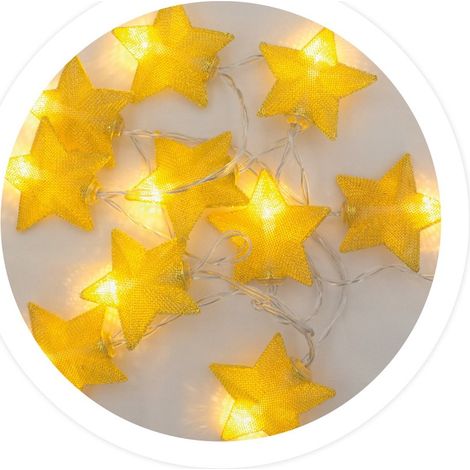 Goldene LED-Sterne 1,35 m, 2 x AA, warmes Licht