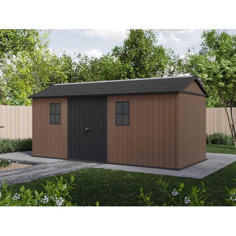 CASETA COBERTIZO RESINA JARDIN NEWTON 7517 KETER CON PUERTA LATERAL