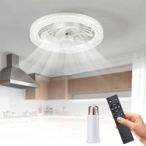 Deckenventilator mit Beleuchtung, geräuschloser Kronleuchter mit Licht und Fernbedienung, Deckenventilator mit Licht (weiß) (1/4)