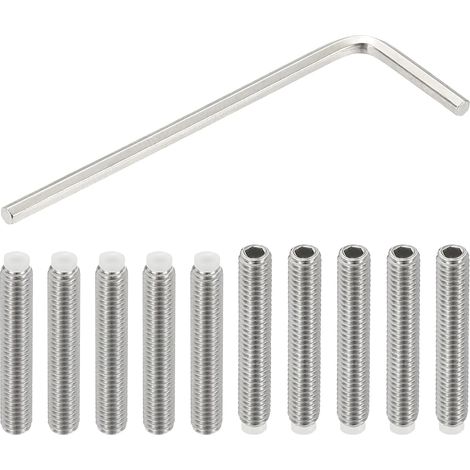 Vis Sans Tête M4x25mm Pointe en Nylon, 10Pcs Boulon à Tête Creuse Hexagonale Métrique en Acier Inoxydable 304, Anti-Dérapant, Entraînement Hexagonal Interne Avec Clé à Molette (1/5)