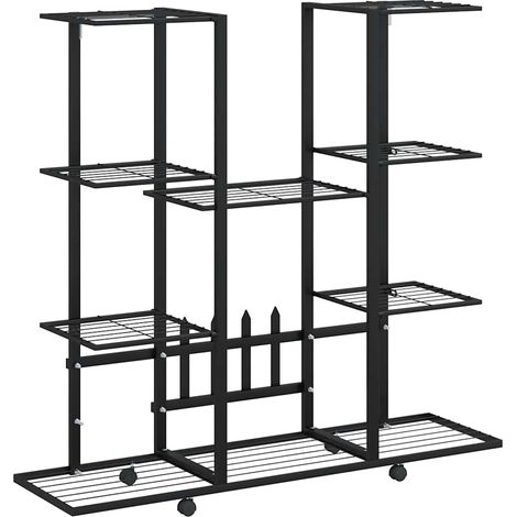 Jardinière de jardin - Balconnière à fleurs avec roues 94,5x24,5x91,5 cm Noir Fer BV274880 - BonneVie (1/5)