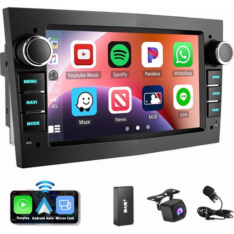Autoradio Android 14 Apple Carplay GPS pour Opel Astra H Corsa C D Meriva Zafira B noir 2+32G DAB CAM