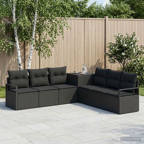 vidaXL Set di divani 7 pz Nero Rattan sintetico e Acciaio (1/5)
