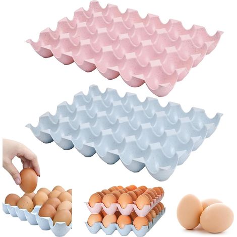 Lot 2 Distributeurs Œufs Plastique Empilables, boîtes rangement frigo 2 couleurs