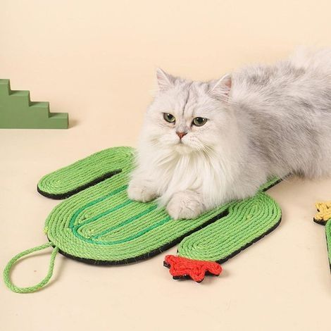 Planche à gratter pour chat，Tapis Griffoir pour Chat Tapis en sisal Tapis anti-rayures EVA anti-dérapant chat jouet protection canapé meubles（façon cactus） (1/4)