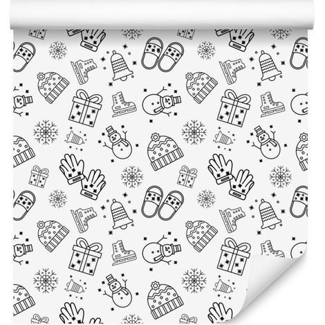 Papier peint de Noël gris clair et blanc pour salon et chambre 50x1000 (1/5)
