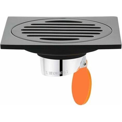 Couvercle de Drain de Vidange Carré en Acier Inoxydable Drain de Sol Droit Anti-Odeur pour Salle de Douche, Carré 100 mm, Noir (1/5)