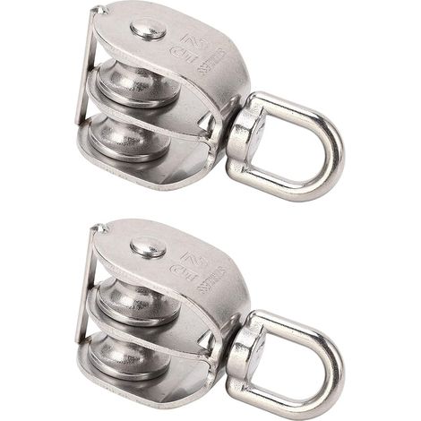 Poulie Double, Poulie De Levage, 2 Pièces Poulie Double Poulie Inox M25 Pivotant Double Poulie de Levage Poulie de Levage pour Cable Camping Poulie De Mouflage Poulie De Renvoi (1/5)
