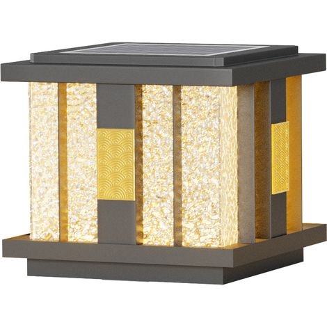Lampe solaire pour pilier 30 cm, chapeau de poteau solaire LED 12 W IP55, éclairage extérieur étanche et anti-poussière, lampe solaire pour portail, clôture, jardin et villa (1/5)