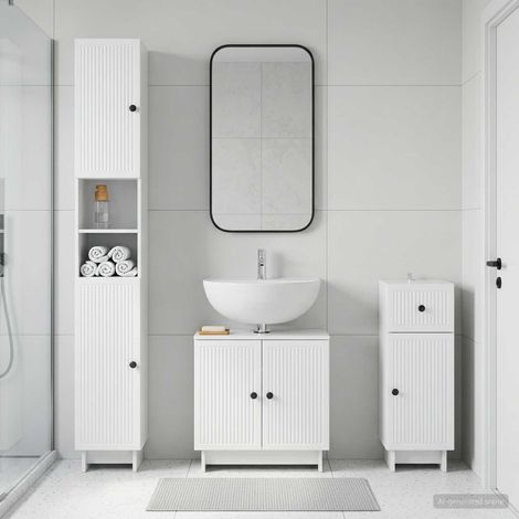 vidaXL Juego de armarios de baño de 3 piezas EDE Blanco Brillante (1/5)