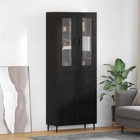 Highboard 2 pcs Schwarz Eichen-Optik Holzwerkstoff