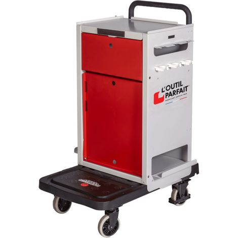 L'Outil Parfait – Servante d'atelier roulante 137Kg – Chariot pliant avec caisse métallique 32x41cm – Hauteur de travail 85cm sur roues