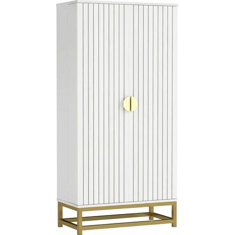 Armoire de cuisine avec 12 étagères à portes, étagères ajustables, 58x29x119,5 cm, blanc