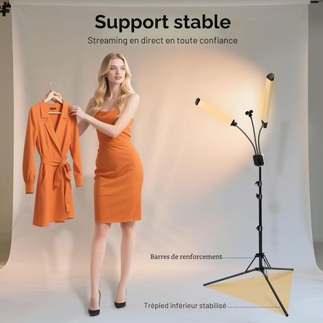 40W Lampe à LED sur trépied - Avec clip pour téléphone - Idéale pour cils et maquillage dans un salon de beauté - Température de couleur 3000 K-6000 K (1/5)