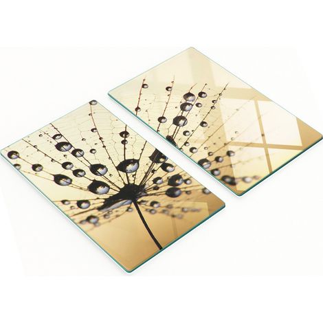 Planches décoratives multifonctions de cuisine en verre trempé, motif pissenlit, 2 x 30 x 52 cm (1/5)