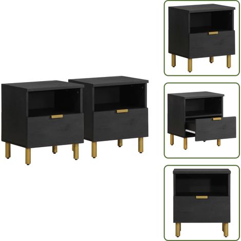 Table de chevet noir 40x33x46 cm bois d'ingénierie - Table De Chevet - Tables De Chevet - Table D'appoint - Table De Nuit (1/5)