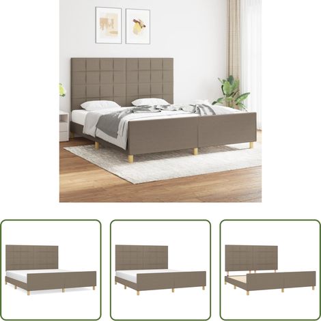 Tête de lit réglable - Cadre de lit sans matelas taupe 180x200 cm tissu (1/5)