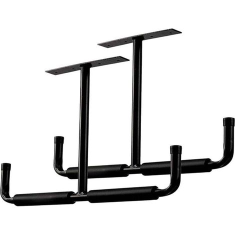 Metal Hooks for Garage Ceiling, Wall Hooks, Sturdy and Versatile Hooks for Ladders, Bikes, Lumber, Tools and Other Heavy Objects (2 Pack, Black) (1/4)