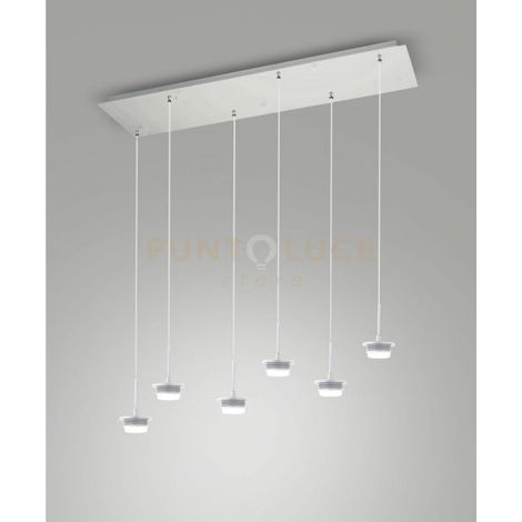 3804-46-102 MONTATURA BIANCA COMPLETA RETTANGOLARE 6 LUCI CCT 2700K - 3000K - 4000K-  42W - 4500 lm DIMMERABILE