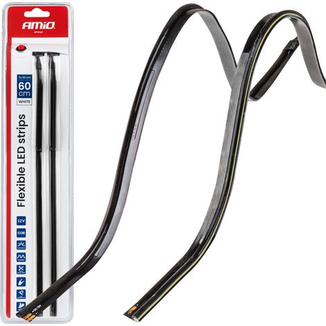 Strisce LED bianche per fiancate auto, 2x30cm, 12V, amio-04575 (1/5)