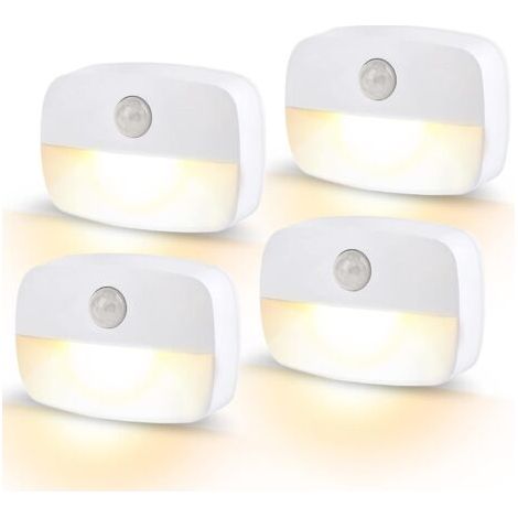 Veilleuses LED à détecteur de mouvement, lot de 4, éclairage intérieur pour couloirs, placards et chambres d'enfants, lumière blanche chaude (1/5)