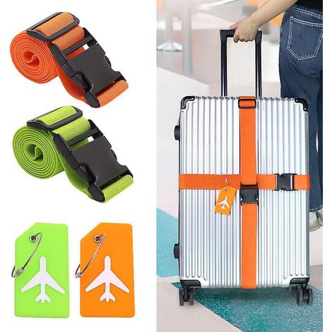 2pcs Ceinture Valise Voyage Avec 2 Tiquette Sangle De Bagage,sangle Pour Bagage Avec Serrure,de Bagage Sangle Boucle Rapide Pour Fixation Bagage (1/3)