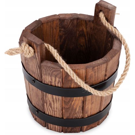 Pot de fleurs en bois 25XH25, seau K. noyer (1/5)