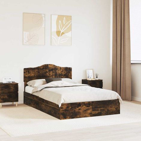 Aufbewahrungsbett Geräucherte Eiche 135 x 190 cm Holzwerkstoff