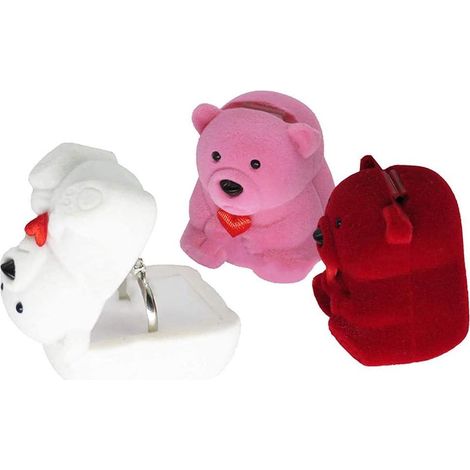 Flocked Bear-Shaped Jewelry Box, Gift Ring Holder (1/5)