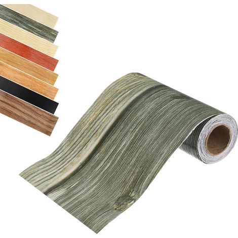 Bois Grain Ruban, 2" x 16Ft Autocollant Bois Grain Réparation Simulé Patch Réparation pour Mur Coin Table Porte Plinthes Sol Meuble ornementation Maison (Chêne Gris) (1/5)