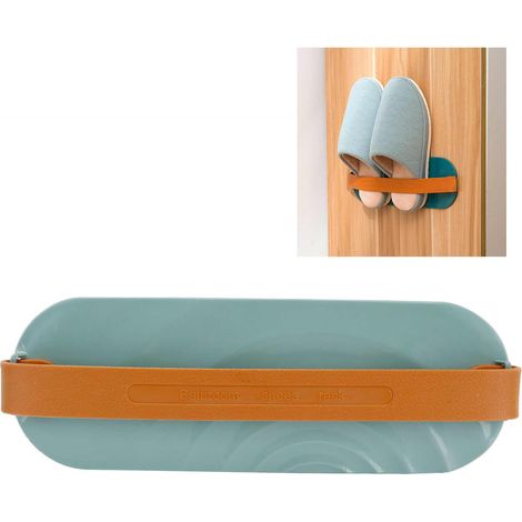 Zapatero ecológico de pared: organizador de ducha y solución de almacenamiento sin necesidad de taladrar, fabricado en ABS verde y resistente. Soporte para sandalias colgante y antigoteo. (1/5)
