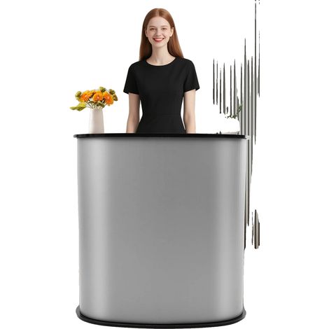Comptoir de salon portable, Dimensions 15,7535,435,4in, Capacité de charge 50kg, Matériau Plastique + Bois, Poids brut 11,5kg, Structure détachable (1/5)