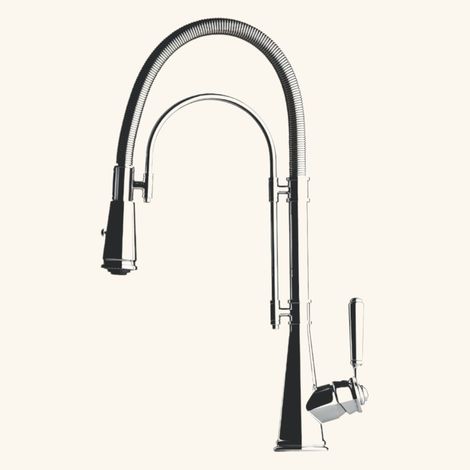 Robinet douchette vintage chromé – Hauteur sous bec 195mm – Bec col de cygne – Douchette mobile à 2 jets – Débit 6.5 l/min – Chambord (1/5)