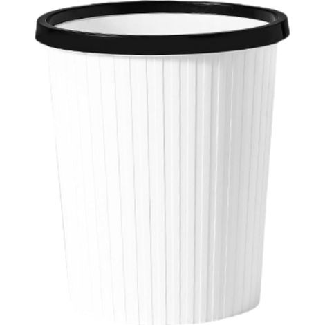 Runder Mülleimer mit Druckring-Design, aus Kunststoff, geeignet für Badezimmer, Schlafzimmer, Küche, Büro, Kinderzimmer, Studentenwohnheim (Weiß, L)
